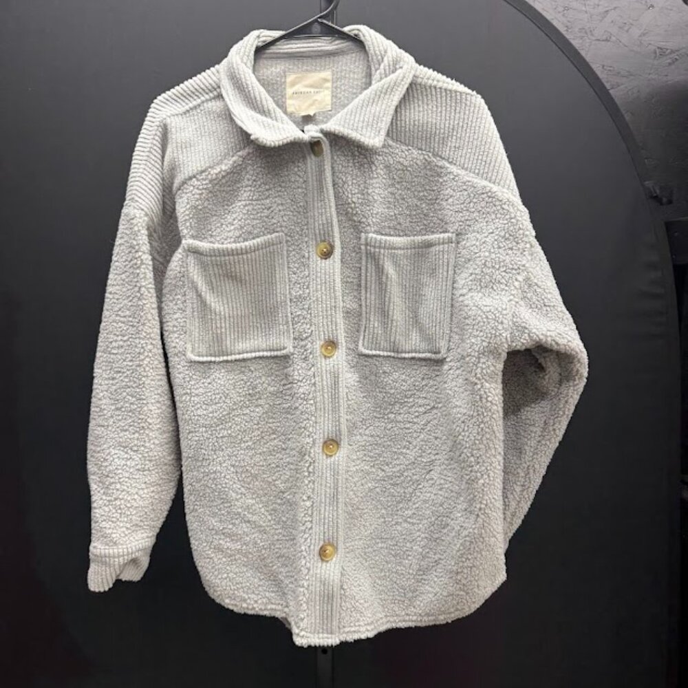 American Eagle Outfitters Gray Sherpa Jacket